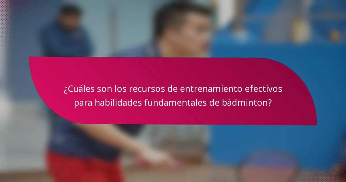 ¿Cuáles son los recursos de entrenamiento efectivos para habilidades fundamentales de bádminton?