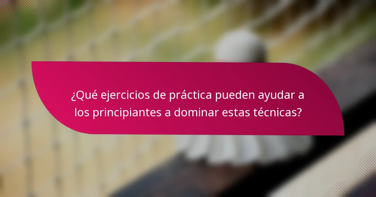 ¿Qué ejercicios de práctica pueden ayudar a los principiantes a dominar estas técnicas?