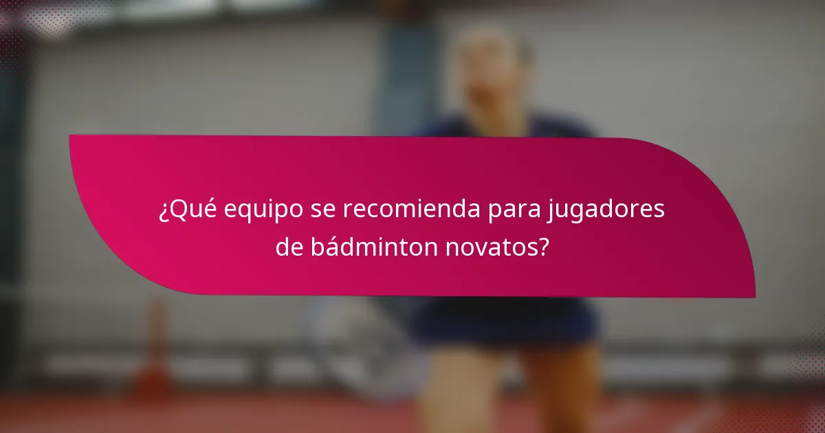 ¿Qué equipo se recomienda para jugadores de bádminton novatos?